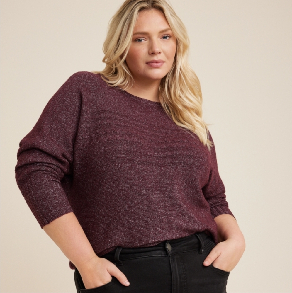 Burgundy Lightweight Cable Knit Sweater